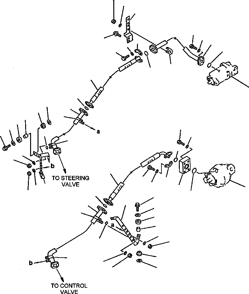 Схема запчастей Komatsu WA450-2 - FIG NO. ГИДРОЛИНИЯ ИЗ НАСОСА В КЛАПАН - OF УПРАВЛ-Е РАБОЧИМ ОБОРУДОВАНИЕМ