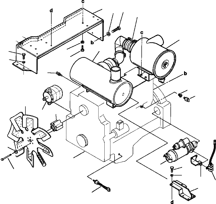 Схема запчастей Komatsu WA450-3L - FIG. B-A ДВИГАТЕЛЬ И АКСЕССУАРЫ КОМПОНЕНТЫ ДВИГАТЕЛЯ