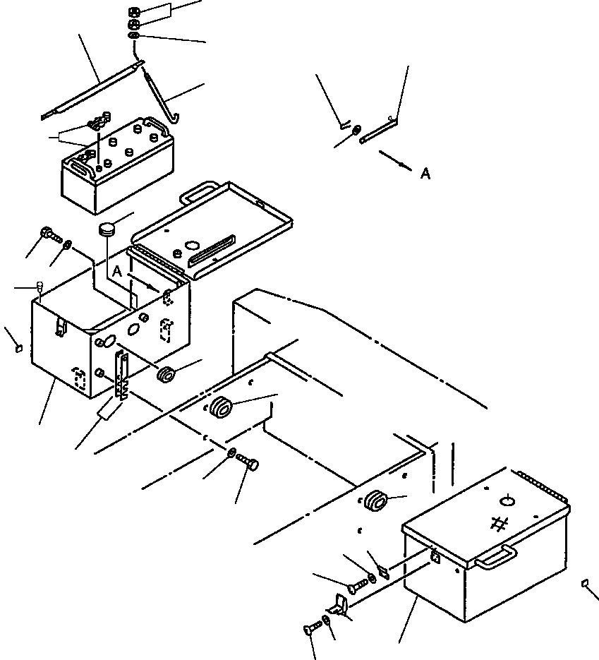 Схема запчастей Komatsu WA450-3L - FIG. E-A АККУМУЛЯТОР И КОРПУС АККУМУЛЯТОРА ЭЛЕКТРИКА