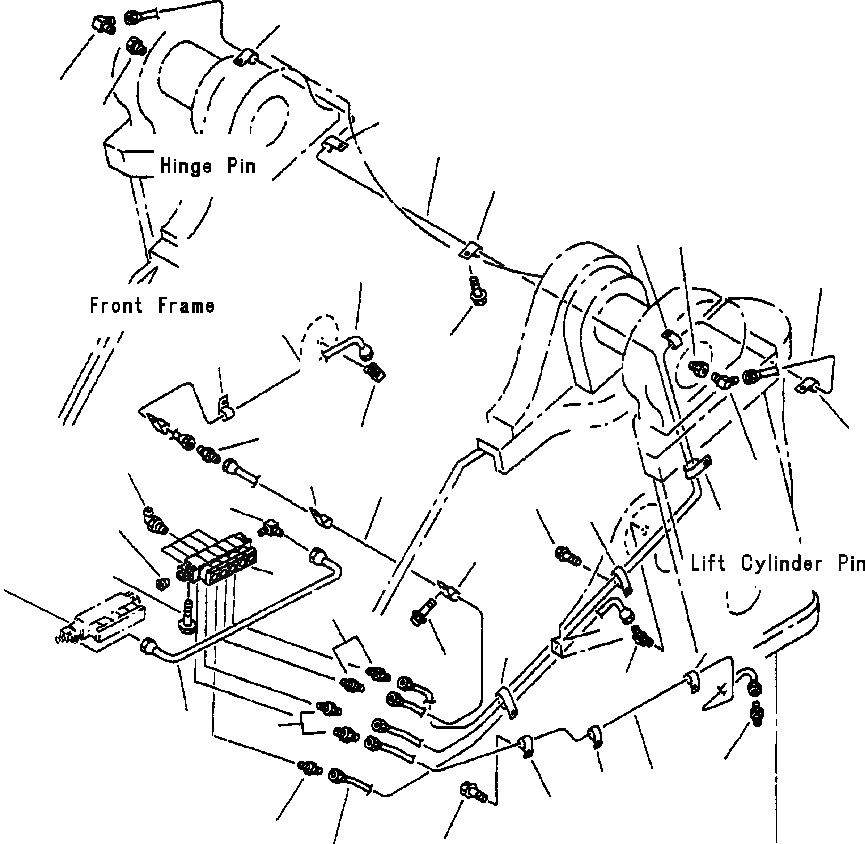 Схема запчастей Komatsu WA450-3L - FIG. J7-7A СМАЗ. СИСТЕМА - АВТОМАТИЧ. - ПЕРЕДНЯЯ РАМА ОСНОВНАЯ РАМА И ЕЕ ЧАСТИ