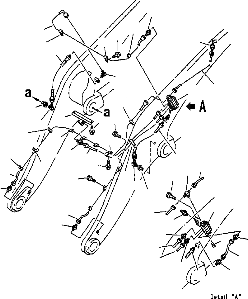 Схема запчастей Komatsu WA450-3L - FIG. J7-9A СМАЗ. СИСТЕМА - АВТОМАТИЧ. - РУКОЯТЬ ЛИНИЯ ОСНОВНАЯ РАМА И ЕЕ ЧАСТИ