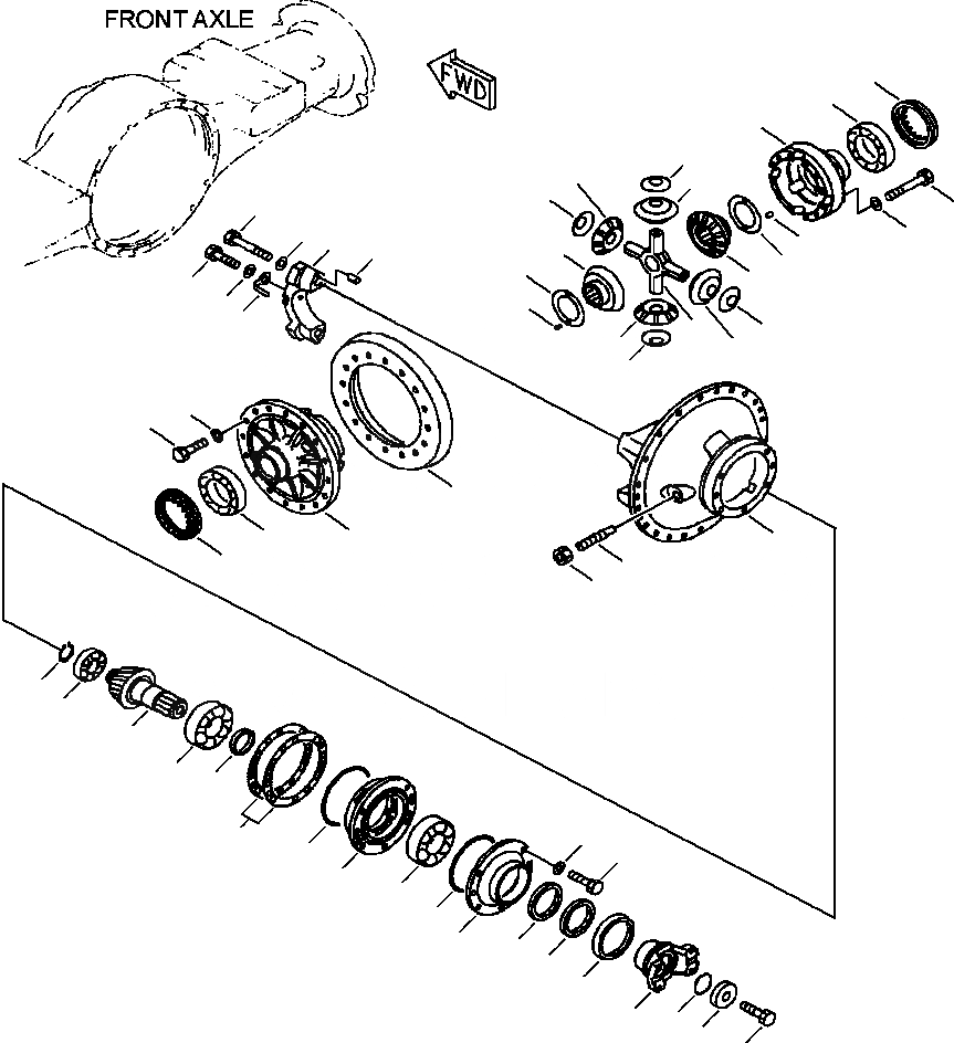 Схема запчастей Komatsu WA450-3MC - FIG. F-A ПЕРЕДНИЙ МОСТ - СТАНДАРТН. ДИФФЕРЕНЦ. СИЛОВАЯ ПЕРЕДАЧА И КОНЕЧНАЯ ПЕРЕДАЧА