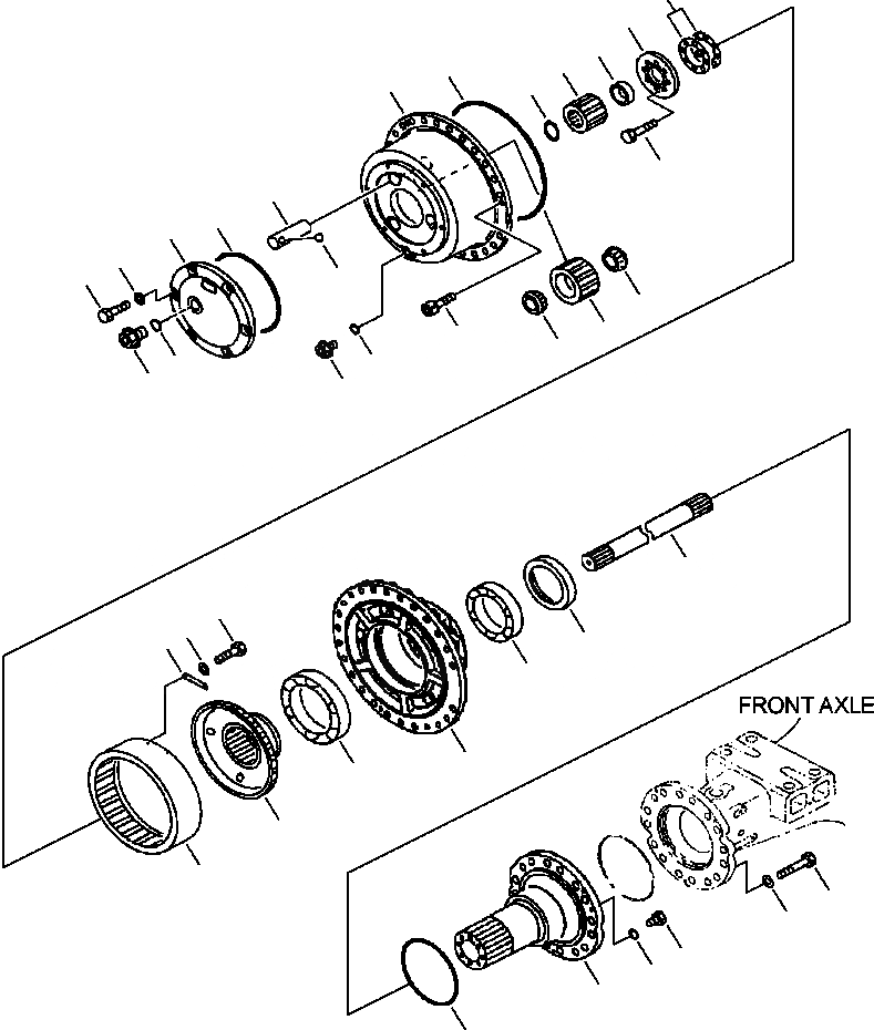 Схема запчастей Komatsu WA450-3MC - FIG. F-8A ПЕРЕДНИЙ МОСТ - САМОБЛОКИР. ДИФФЕРЕНЦ. - КОНЕЧНАЯ ПЕРЕДАЧА СИЛОВАЯ ПЕРЕДАЧА И КОНЕЧНАЯ ПЕРЕДАЧА