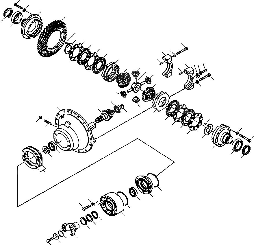 Схема запчастей Komatsu WA450-3MC - FIG. F-A ЗАДН. МОСТ - САМОБЛОКИР. ДИФФЕРЕНЦ. СИЛОВАЯ ПЕРЕДАЧА И КОНЕЧНАЯ ПЕРЕДАЧА
