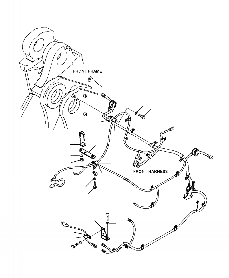 Схема запчастей Komatsu WA470-6 - E-A ПРОВОДКА ПЕРЕДН. РАМА (/) ЭЛЕКТРИКА