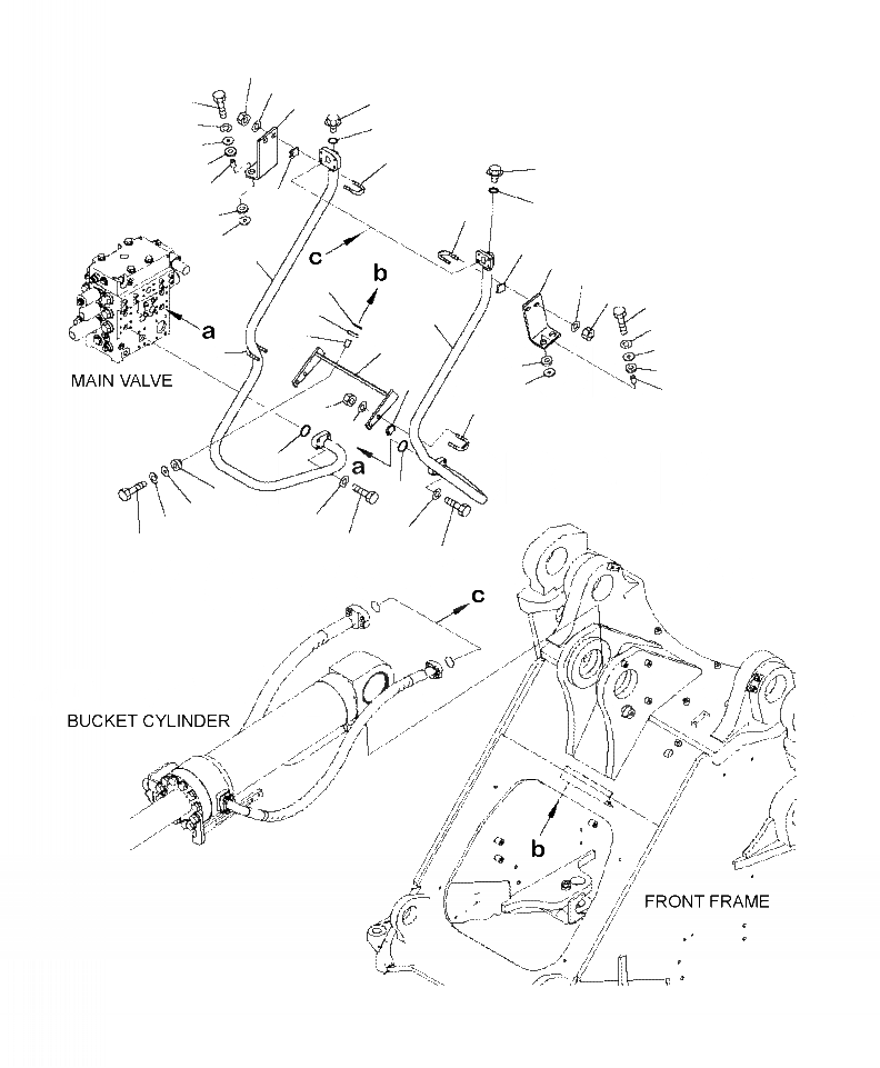 Схема запчастей Komatsu WA470-6 - H-A ГИДРОЛИНИЯ ЦИЛИНДР КОВША (2-Х СЕКЦИОНН. КЛАПАН) ГИДРАВЛИКА