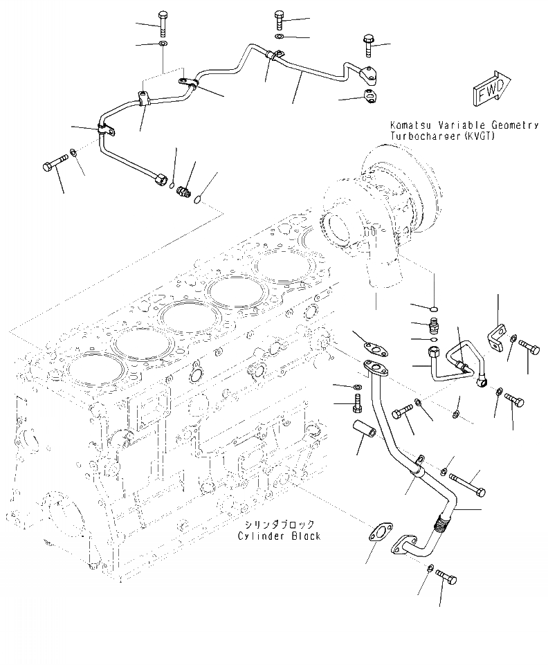 Схема запчастей Komatsu WA470-7 - A- KOMATSU РЕГУЛИР. GEOMETRY ТУРБОНАГНЕТАТЕЛЬ (KVGT) ТРУБЫ ДВИГАТЕЛЬ
