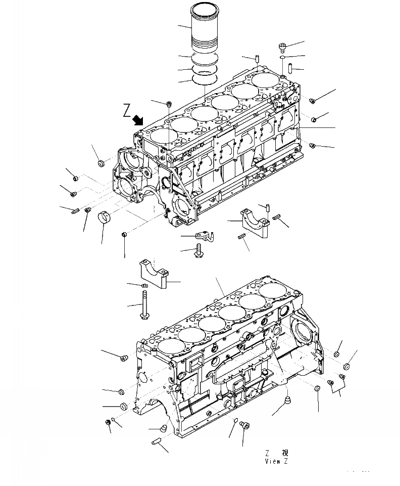 Схема запчастей Komatsu WA470-7 - A- БЛОК ЦИЛИНДРОВ ДВИГАТЕЛЬ