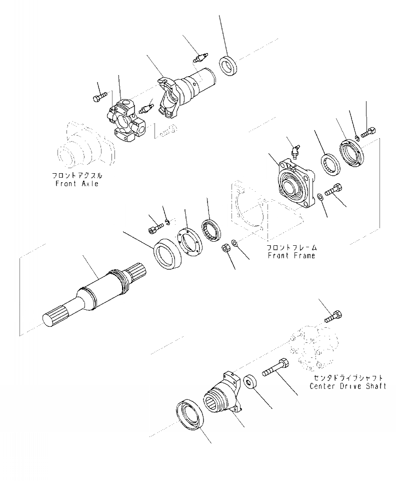 Схема запчастей Komatsu WA470-7 - F- КАРДАНН. ВАЛ ПЕРЕДН. СИЛОВАЯ ПЕРЕДАЧА И КОНЕЧНАЯ ПЕРЕДАЧА