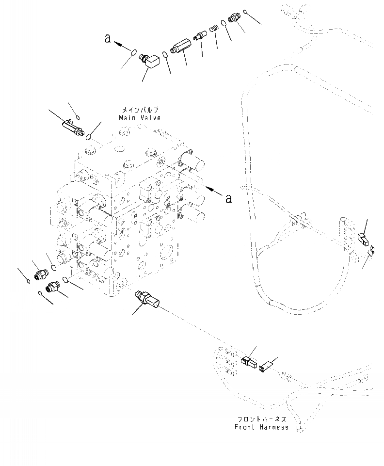 Схема запчастей Komatsu WA470-7 - H- ГИДРАВЛ МАСЛ. ОСНОВН. КЛАПАН ПАТРУБОК ГИДРАВЛИКА