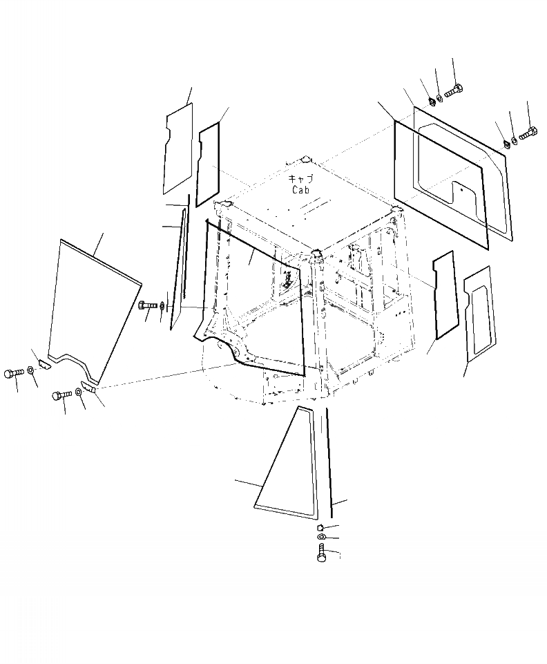 Схема запчастей Komatsu WA470-7 - K-8 КАБИНА ROPS И ОСНОВН. КОНСТРУКЦИЯ ГРУППА СТЕКЛА ОКНА OPERATORXD S ОБСТАНОВКА И СИСТЕМА УПРАВЛЕНИЯ