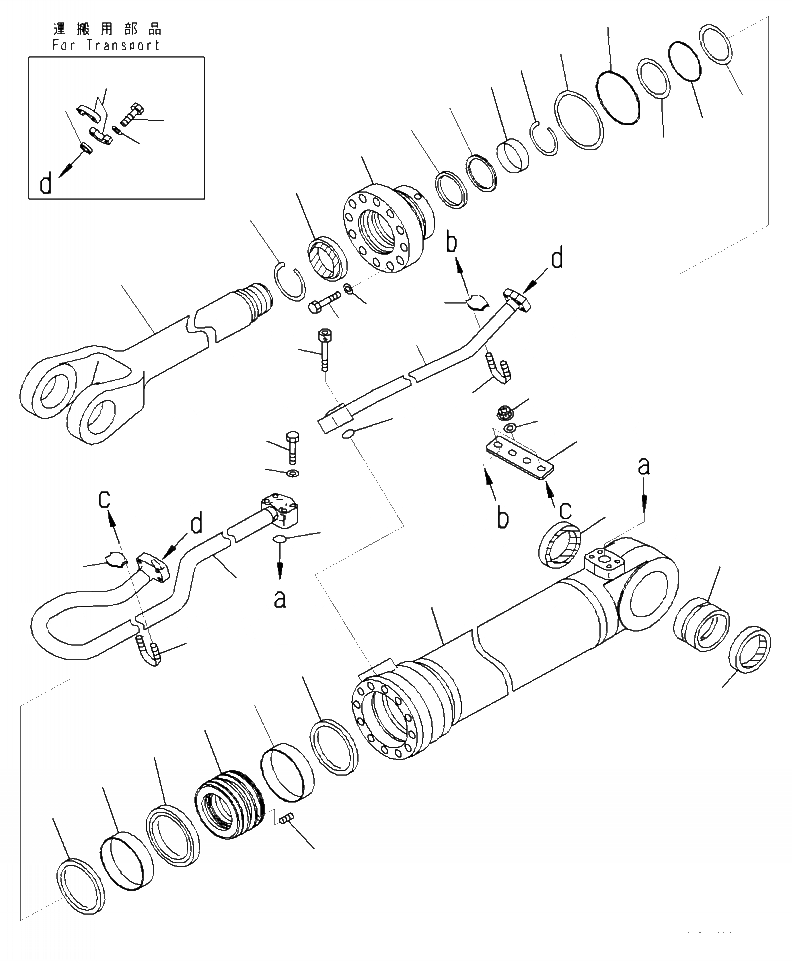 Схема запчастей Komatsu WA470-7 - T- ЦИЛИНДР ASSEMBLY ЛЕВ. СТРЕЛА РАБОЧЕЕ ОБОРУДОВАНИЕ