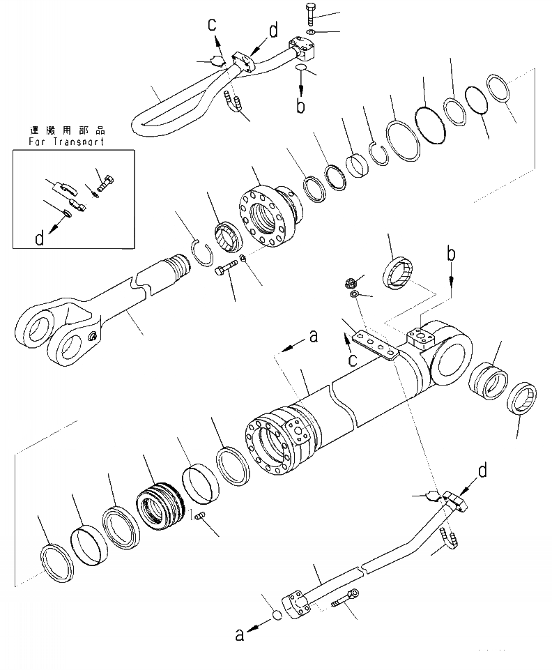Схема запчастей Komatsu WA470-7 - T- ЦИЛИНДР ASSEMBLY ПРАВ. СТРЕЛА РАБОЧЕЕ ОБОРУДОВАНИЕ