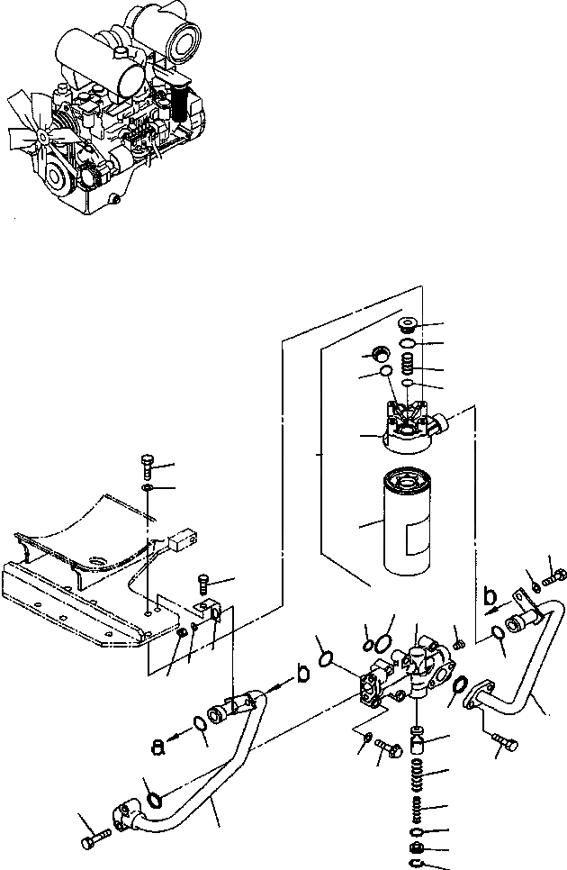 Схема запчастей Komatsu WA470-3 Active - МАСЛ. ФИЛЬТР ДВИГАТЕЛЬ, КРЕПЛЕНИЕ ДВИГАТЕЛЯ