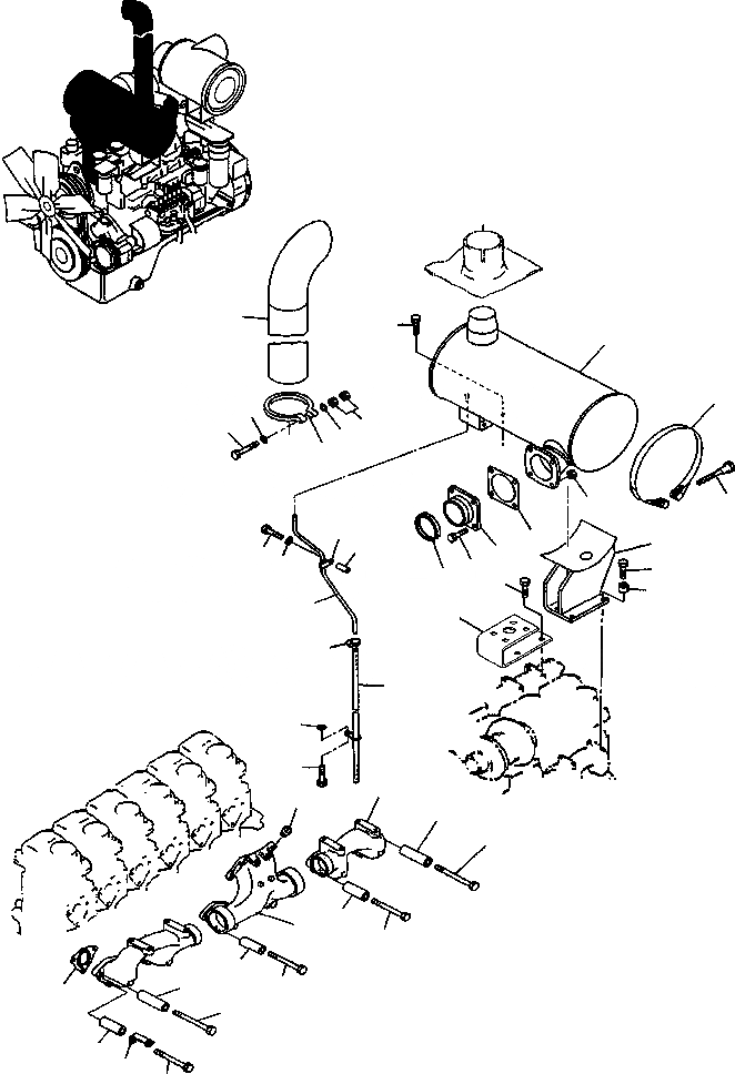 Схема запчастей Komatsu WA470-3 Active - ВЫПУСКН. СИСТЕМА ДВИГАТЕЛЬ, КРЕПЛЕНИЕ ДВИГАТЕЛЯ