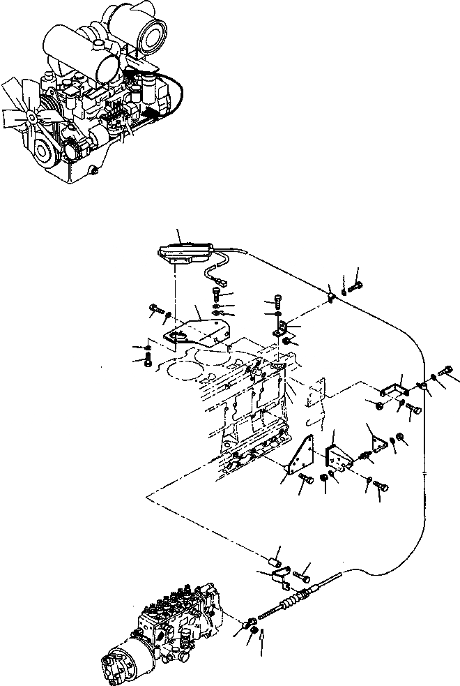 Схема запчастей Komatsu WA470-3 Active - УПРАВЛ-Е ДВИГАТЕЛЕМ ДВИГАТЕЛЬ, КРЕПЛЕНИЕ ДВИГАТЕЛЯ