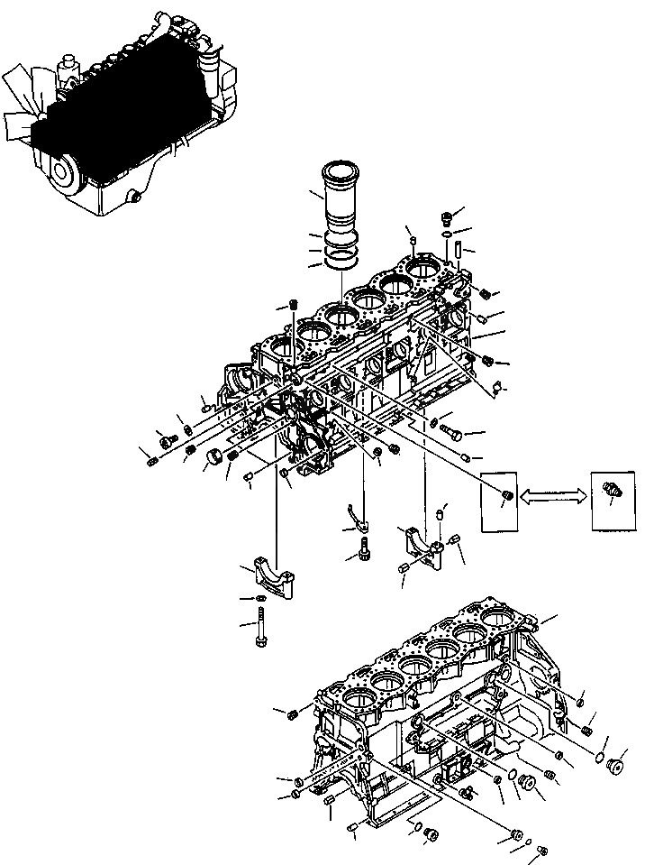 Схема запчастей Komatsu WA470-3 Active - БЛОК ЦИЛИНДРОВ И ATTACHING ЧАСТИ ДВИГАТЕЛЬ, КРЕПЛЕНИЕ ДВИГАТЕЛЯ