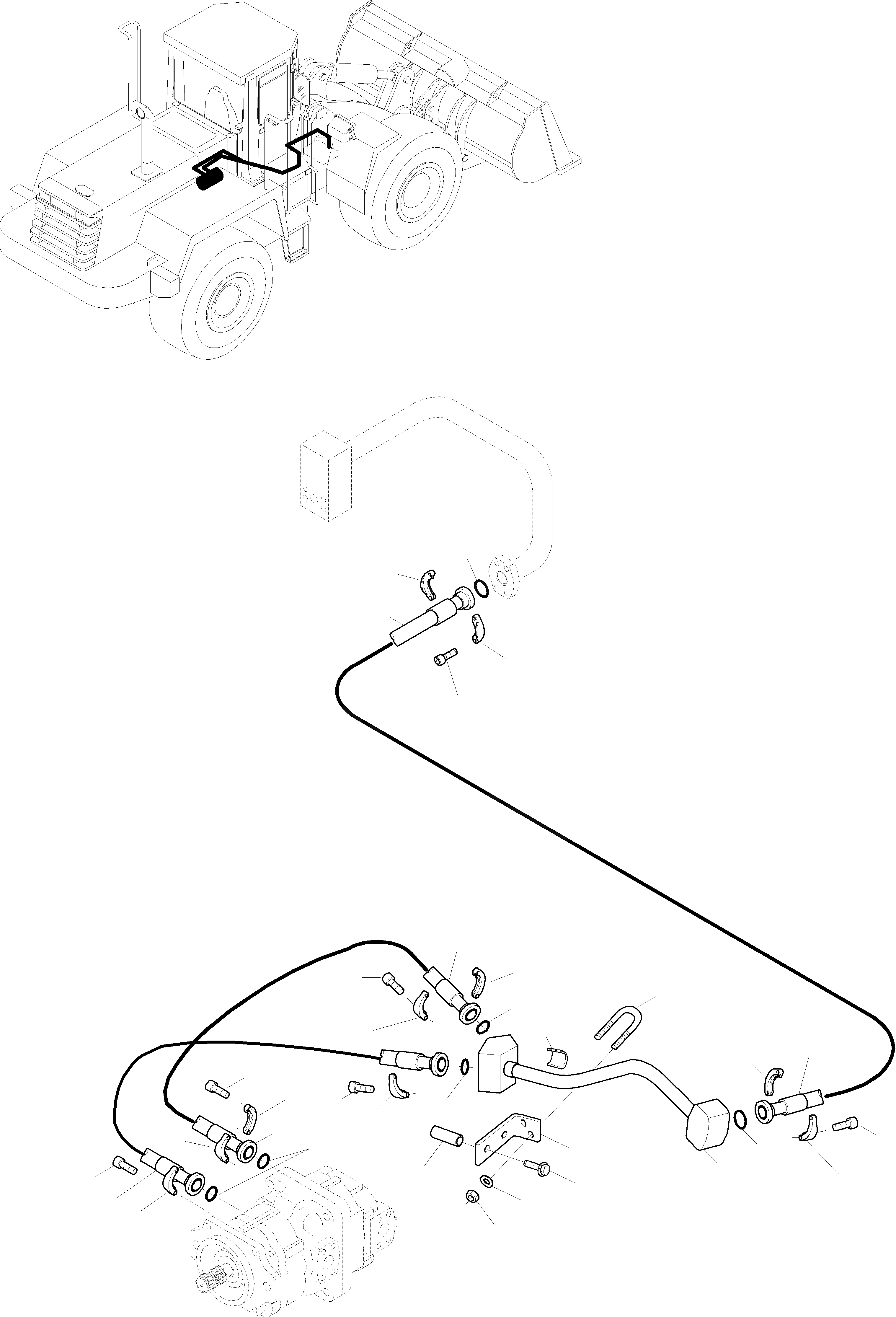 Схема запчастей Komatsu WA470-3 Active - PRESSURE ТРУБЫS - УПРАВЛЯЮЩ. КЛАПАН ГИДРАВЛИКА