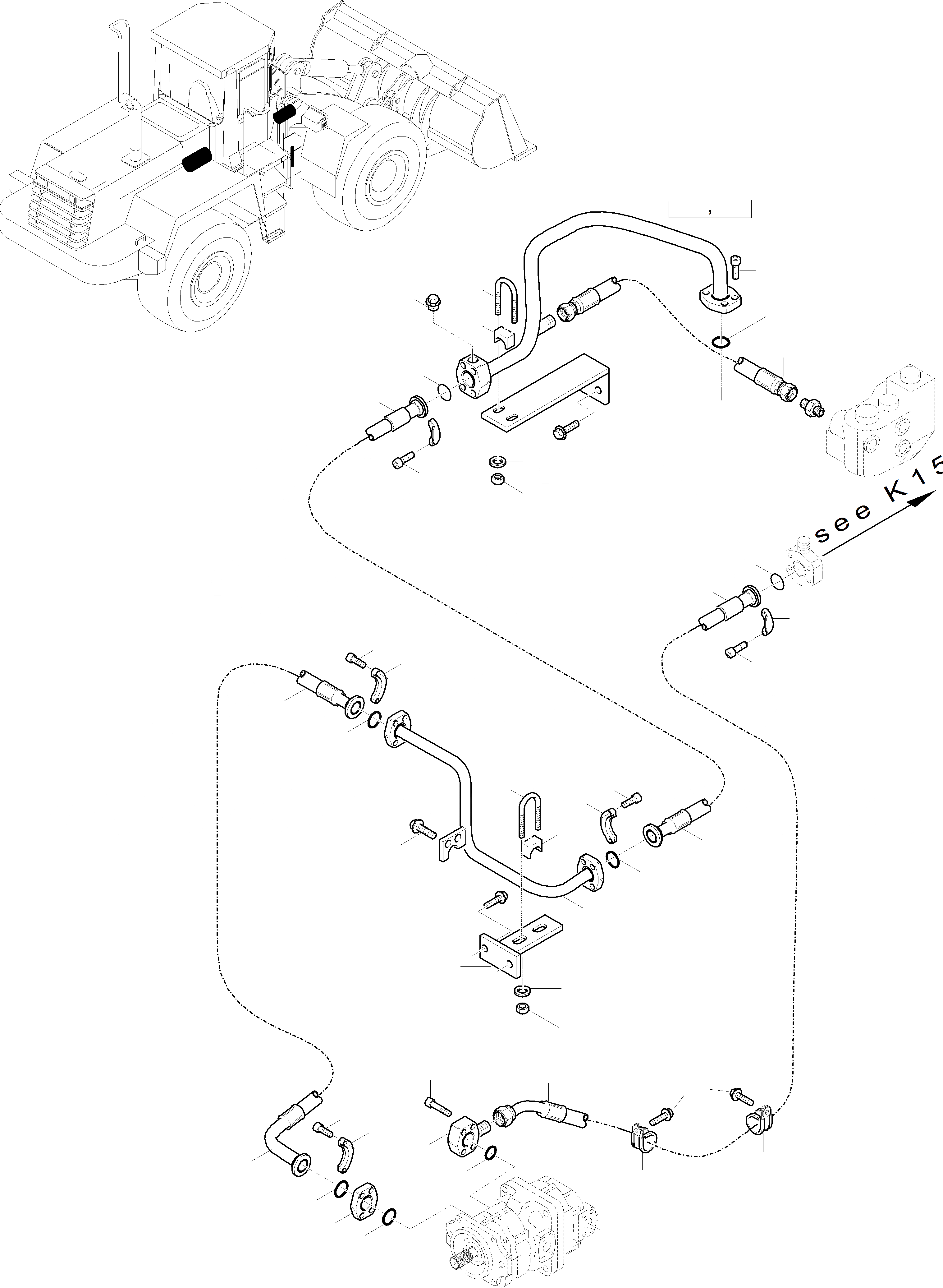 Схема запчастей Komatsu WA470-3 Active - PRESSURE ТРУБЫS - УПРАВЛЯЮЩ. КЛАПАН ГИДРАВЛИКА
