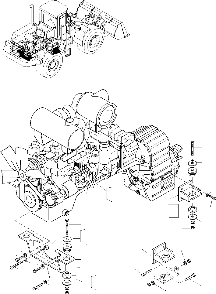 Схема запчастей Komatsu WA470-3 Active - ДВИГАТЕЛЬ, КРЕПЛЕНИЕ ДВИГАТЕЛЯ ДВИГАТЕЛЬ, КРЕПЛЕНИЕ ДВИГАТЕЛЯ