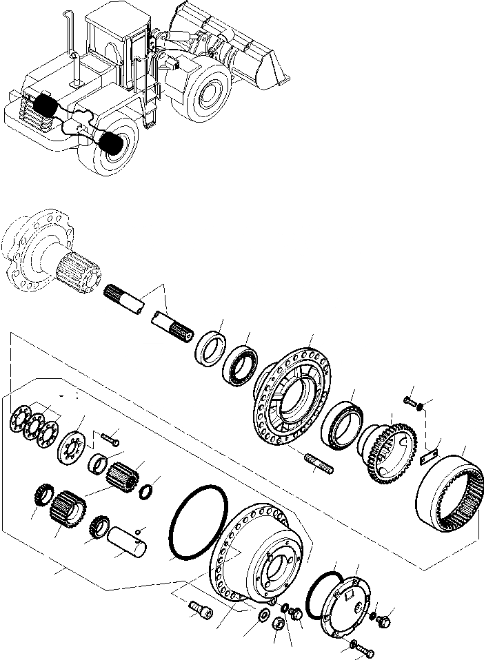 Схема запчастей Komatsu WA470-3 Active - PLANETARY ПРИВОД ЗАДН. МОСТ