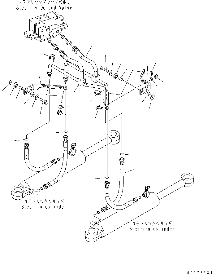 Схема запчастей Komatsu WA480-5L - РУЛЕВ. УПРАВЛЕНИЕ ЛИНИЯ (ЛИНИЯ ЦИЛИНДРА РУЛЕВ. УПР-Я) ГИДРАВЛИКА