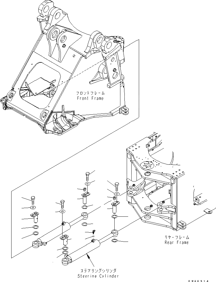 Схема запчастей Komatsu WA480-5L - ЦИЛИНДР РУЛЕВ. УПР-Я (ПАЛЕЦ) ОСНОВНАЯ РАМА И ЕЕ ЧАСТИ
