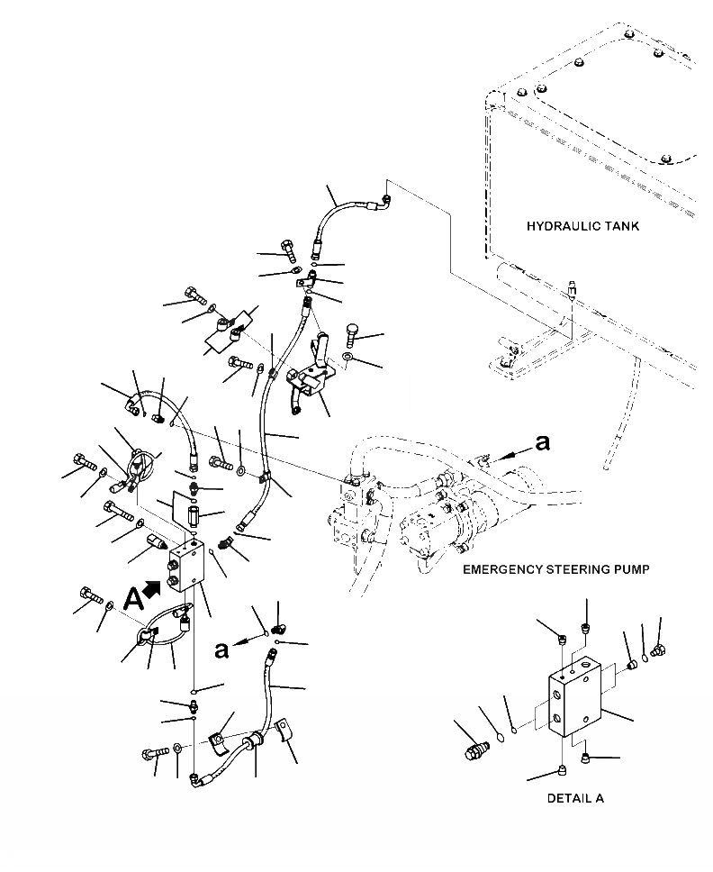 Схема запчастей Komatsu WA480-6 - H-8A ГИДР. НАСОС. ЭКСТРЕНН. ЛИНИЯ КЛАПАНА РУЛ. УПР-Я ГИДРАВЛИКА
