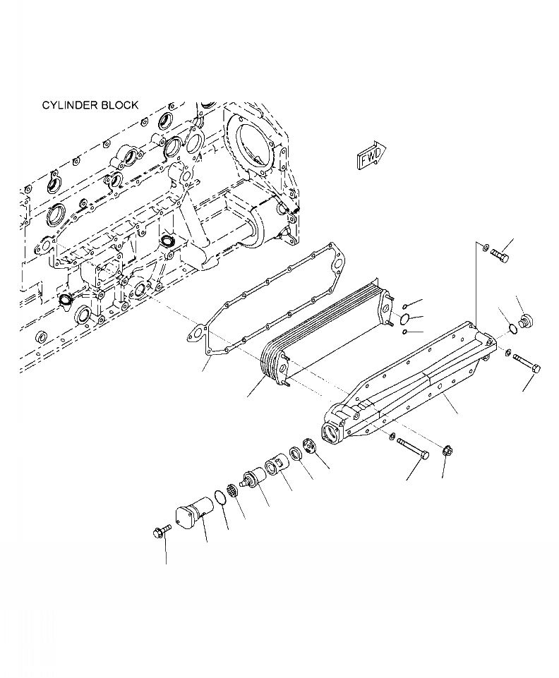 Схема запчастей Komatsu WA480-6 - A-B7A ДВИГАТЕЛЬ МАСЛООХЛАДИТЕЛЬ ДВИГАТЕЛЬ