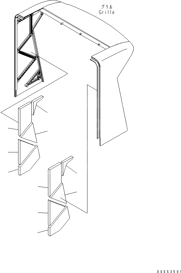 Схема запчастей Komatsu WA480-6 - КАПОТ (ЗАДН. РЕШЕТКА) (ЩИТКИ) (/) ЧАСТИ КОРПУСА