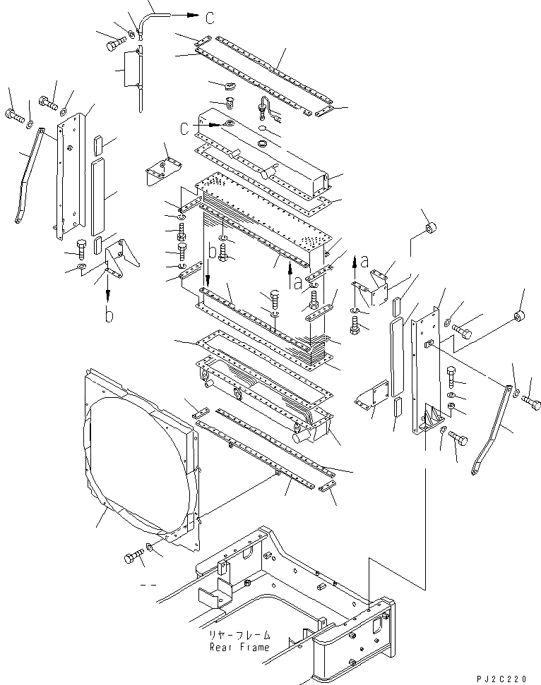 Схема запчастей Komatsu WA500-3LK - РАДИАТОР (COMPLETE ASSEMBLY) (С ВСАСЫВ. ВЕНТИЛЯТОРОМ) СИСТЕМА ОХЛАЖДЕНИЯ