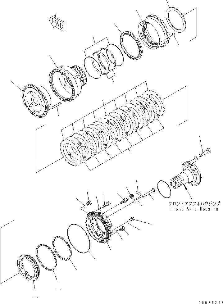 Схема запчастей Komatsu WA500-3LK - ПЕРЕДНИЙ МОСТ (КОЛЕСН. ТОРМОЗ) (С САМОБЛОКИР. ДИФФЕРЕНЦ.) СИЛОВАЯ ПЕРЕДАЧА И КОНЕЧНАЯ ПЕРЕДАЧА