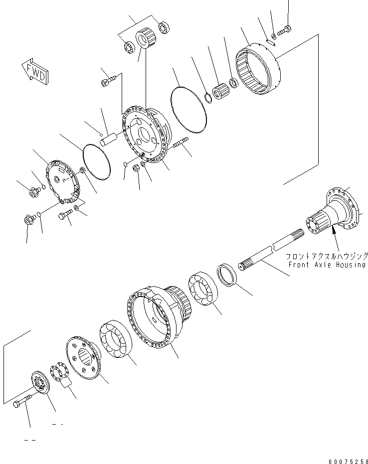 Схема запчастей Komatsu WA500-3LK - ПЕРЕДНИЙ МОСТ (КОНЕЧНАЯ ПЕРЕДАЧА) СИЛОВАЯ ПЕРЕДАЧА И КОНЕЧНАЯ ПЕРЕДАЧА