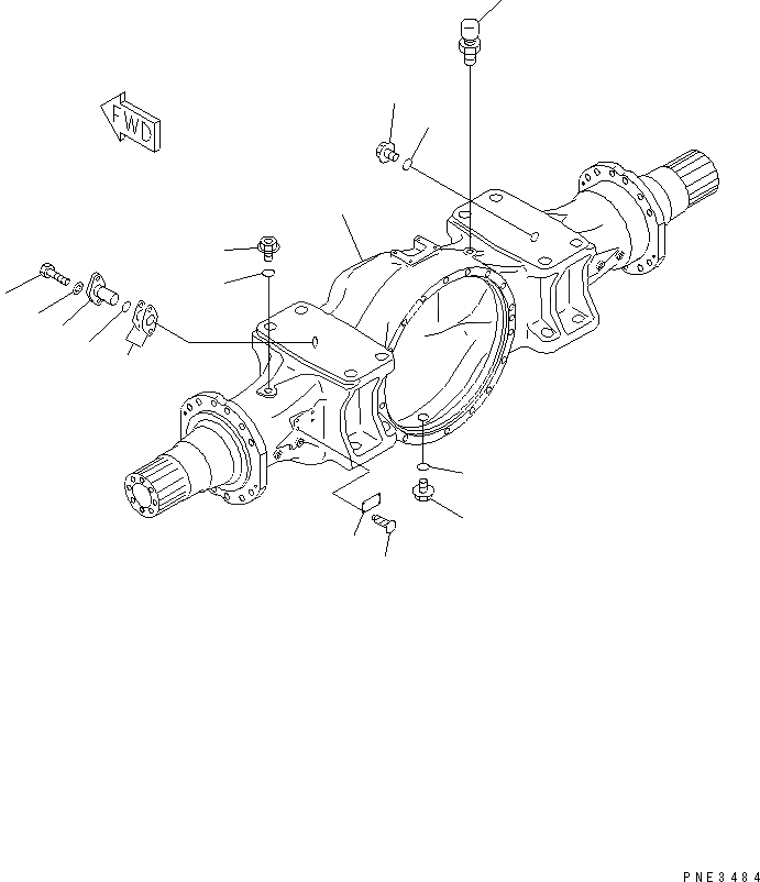 Схема запчастей Komatsu WA500-3LK - ПЕРЕДНИЙ МОСТ (КОЖУХ) (С САМОБЛОКИР. ДИФФЕРЕНЦ.) СИЛОВАЯ ПЕРЕДАЧА И КОНЕЧНАЯ ПЕРЕДАЧА