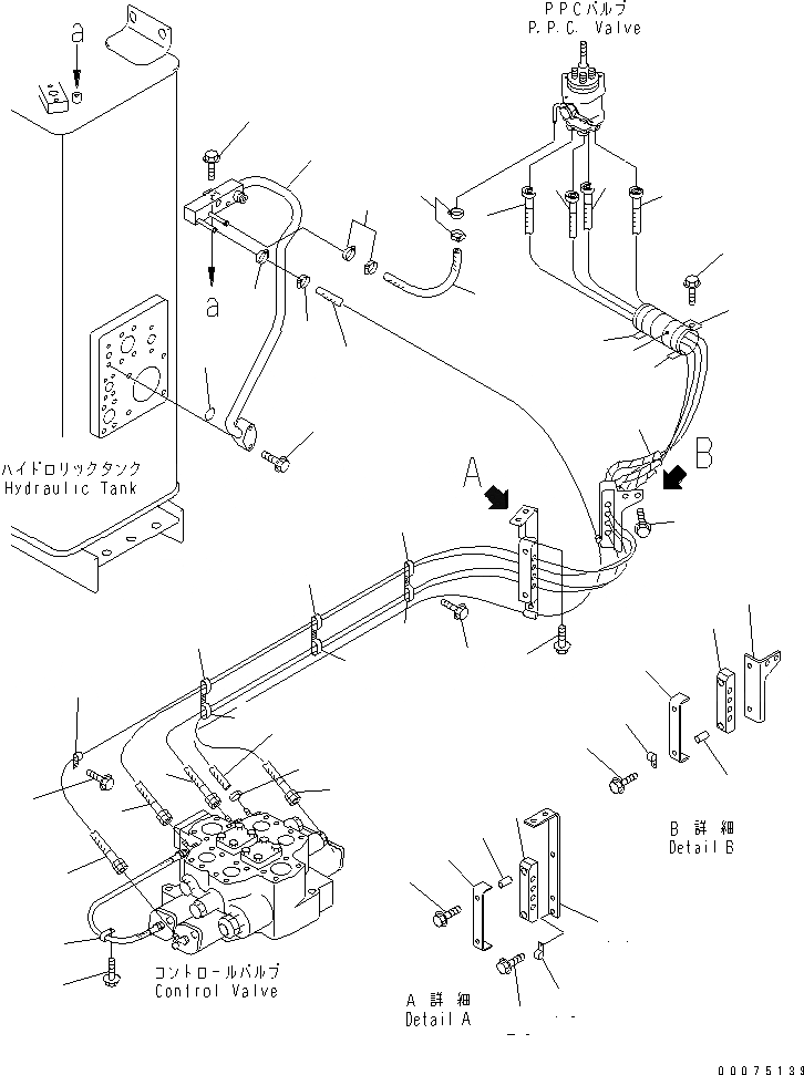 Схема запчастей Komatsu WA500-3LK - ГИДРОЛИНИЯ (P.P.C. КЛАПАН - УПРАВЛЯЮЩ. КЛАПАН И ВОЗВРАТН. ЛИНИЯ) ГИДРАВЛИКА