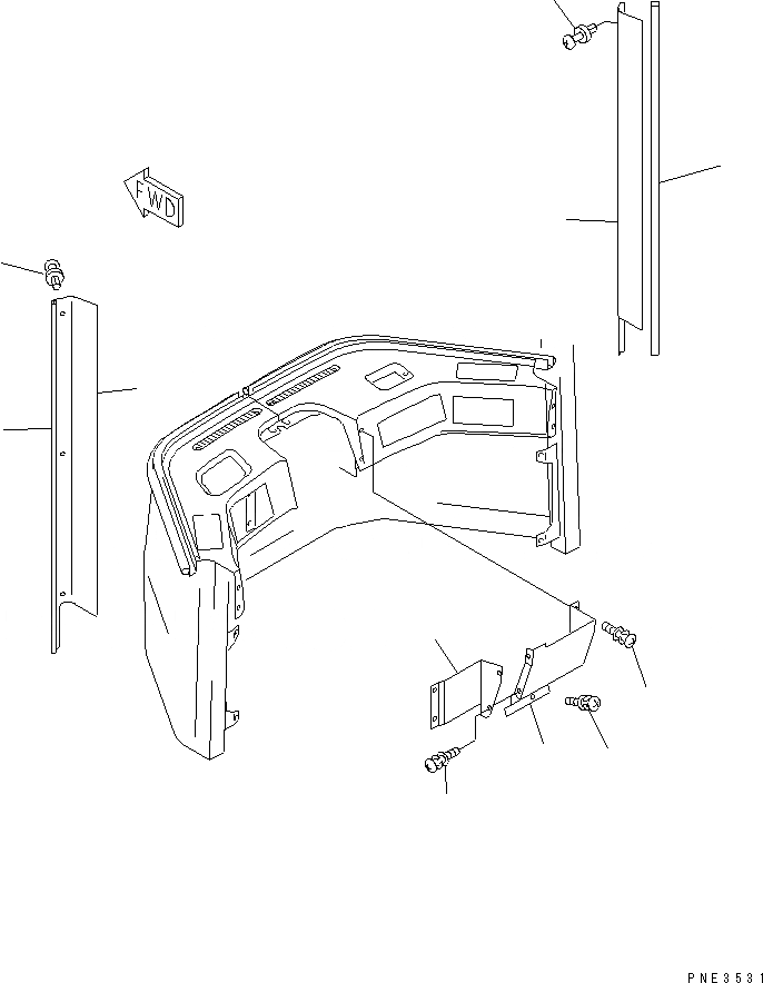 Схема запчастей Komatsu WA500-3LK - КАБИНА (ЧАСТИ ИНТЕРЬЕРА - )(№A7-) КАБИНА ОПЕРАТОРА И СИСТЕМА УПРАВЛЕНИЯ