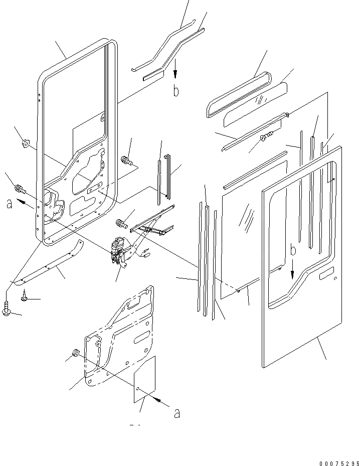 Схема запчастей Komatsu WA500-3LK - КАБИНА (ДВЕРЬ РАМА¤ ОКНА И РЕГУЛЯТОР) (ЛЕВ.)(№A7-) КАБИНА ОПЕРАТОРА И СИСТЕМА УПРАВЛЕНИЯ