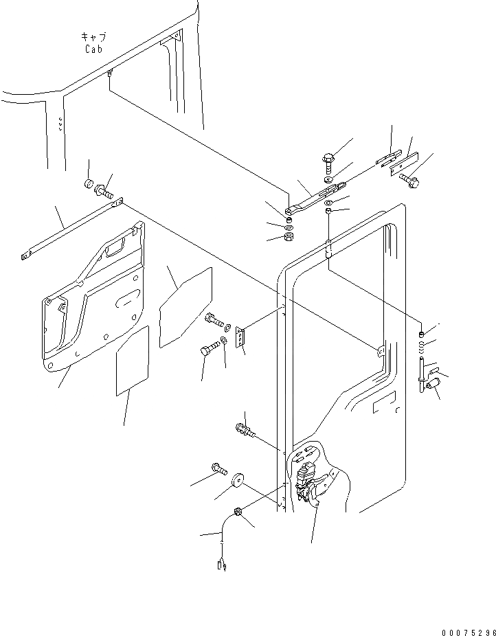 Схема запчастей Komatsu WA500-3LK - КАБИНА (ЗАМОК ДВЕРИ¤ ПОДУШКА И РУЧКА) (ЛЕВ.)(№A7-A7999) КАБИНА ОПЕРАТОРА И СИСТЕМА УПРАВЛЕНИЯ
