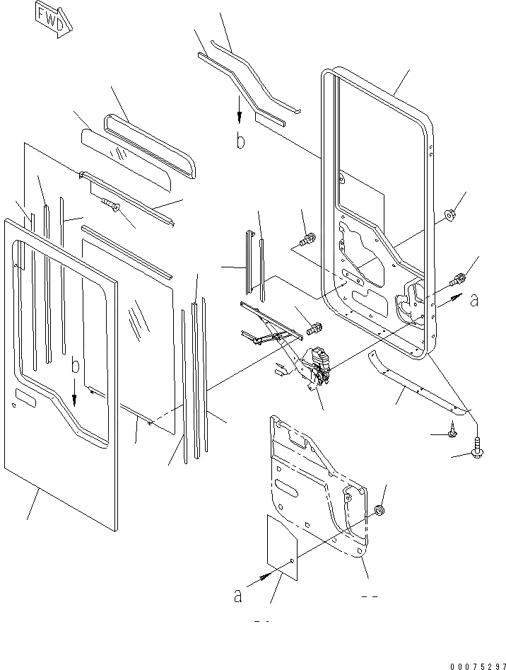 Схема запчастей Komatsu WA500-3LK - КАБИНА (ДВЕРЬ ОКНА И РЕГУЛЯТОР) (ПРАВ.)(№A7-) КАБИНА ОПЕРАТОРА И СИСТЕМА УПРАВЛЕНИЯ