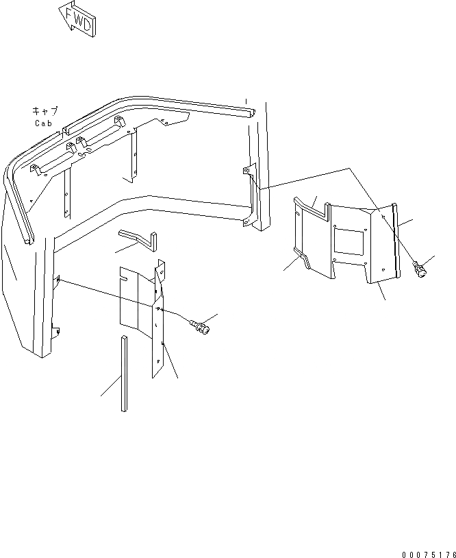 Схема запчастей Komatsu WA500-3LK - КАБИНА (ПЕРЕДН. ИНТЕРЬЕР COVER¤ НИЖН.) КАБИНА ОПЕРАТОРА И СИСТЕМА УПРАВЛЕНИЯ