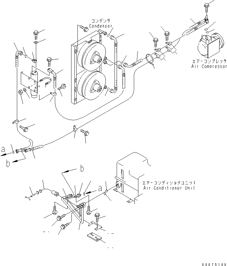 Схема запчастей Komatsu WA500-3LK - КРЕПЛЕНИЕ И ПАТРУБКИ КОНДИЦИОНЕРА (ЛИНИЯ КОМПРЕССОРА)(№A7-A7999) КАБИНА ОПЕРАТОРА И СИСТЕМА УПРАВЛЕНИЯ
