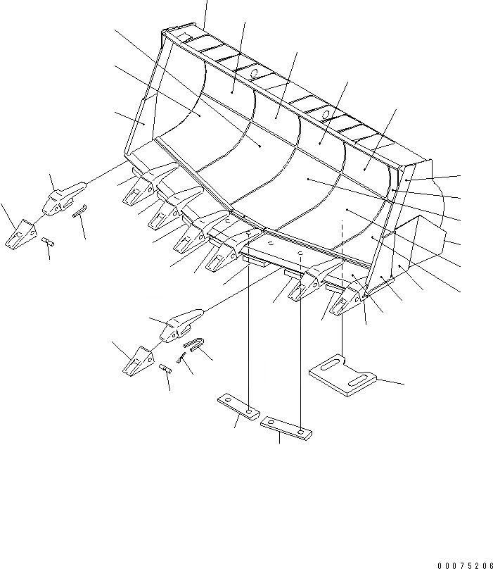 Схема запчастей Komatsu WA500-3LK - КОВШ (V-ОБРАЗН . CU. M.) (.9 CU. YD.) РАБОЧЕЕ ОБОРУДОВАНИЕ