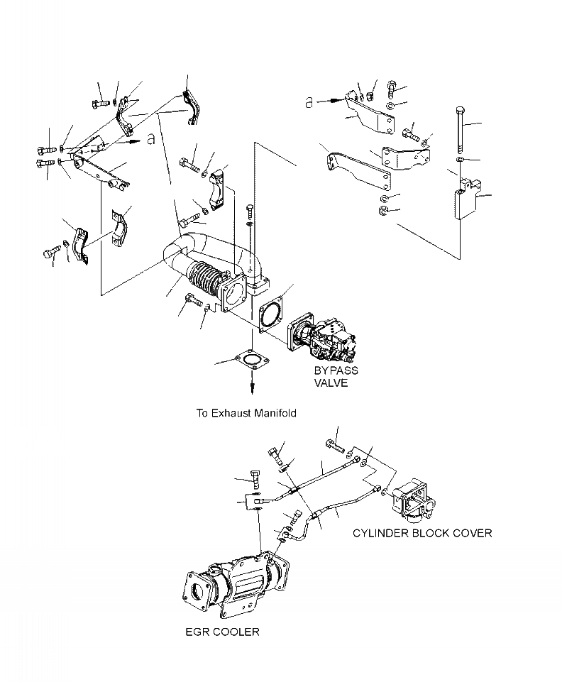 Схема запчастей Komatsu WA500-6 - A-CA ВЫПУСКН. GAS RECIRCULATION КЛАПАН ВОЗДУШН. ВЕНТИЛЯЦИЯ И BYPASS КЛАПАН ТРУБЫ ДВИГАТЕЛЬ