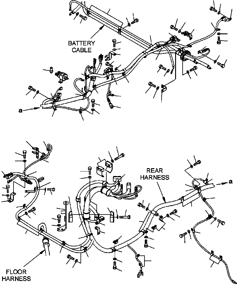 Схема запчастей Komatsu WA500-6 - E-A ПРОВОДКА ЗАДН. Э/ПРОВОДКА КРЕПЛЕНИЕ HARDWARE ЭЛЕКТРИКА
