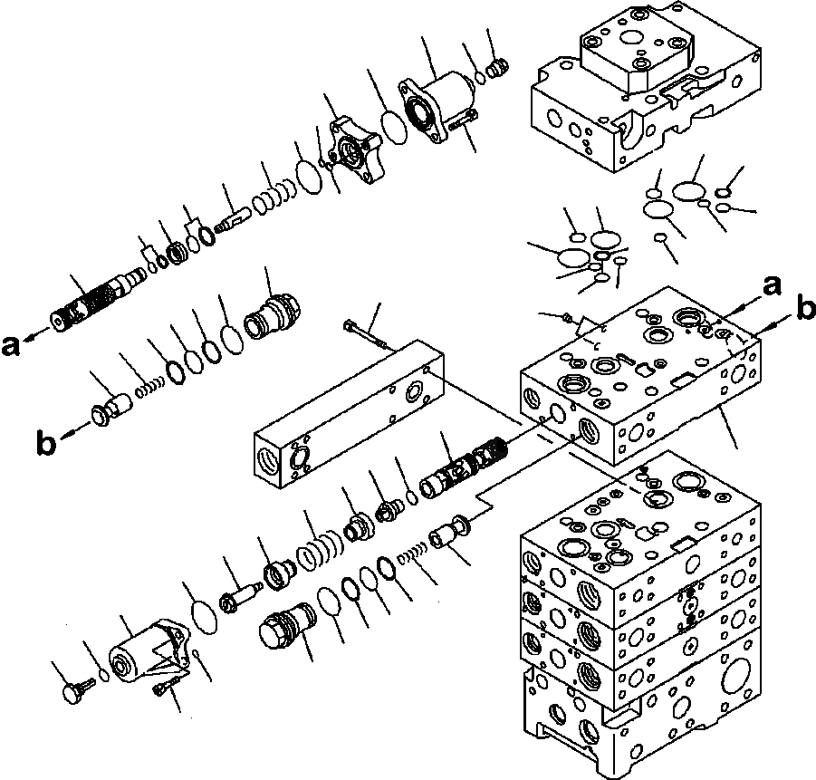 Схема запчастей Komatsu WA500-6 - H-A ОСНОВН. КЛАПАН 2-Х СЕКЦИОНН. ДЛЯ ECSS (/9) ГИДРАВЛИКА