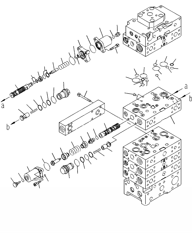 Схема запчастей Komatsu WA500-6 - H-B ОСНОВН. КЛАПАН 3-Х СЕКЦИОНН. ДЛЯ ECSS (/) ГИДРАВЛИКА