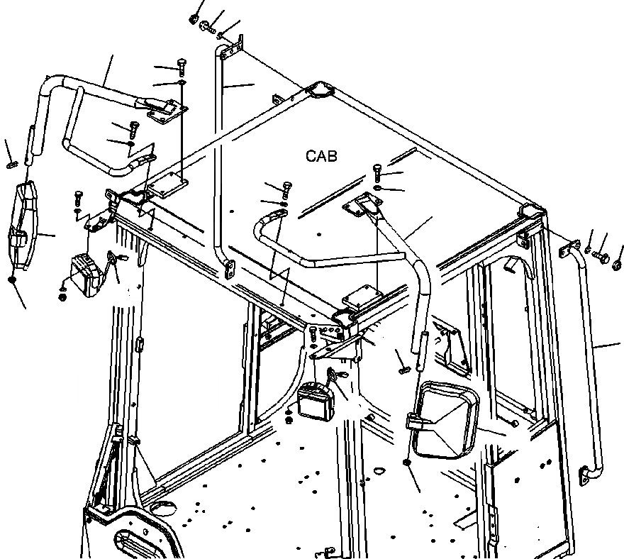 Схема запчастей Komatsu WA500-6 - M-A ЗАДН.VIEW MIRRORS НАРУЖН. ЧАСТИ КОРПУСА