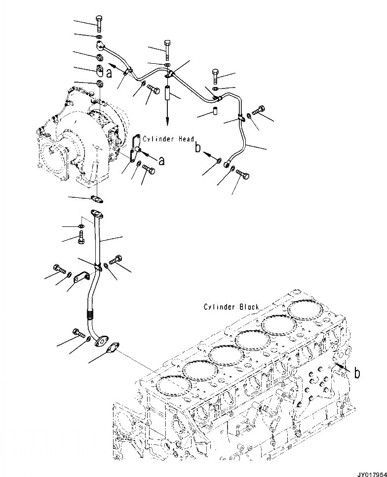 Схема запчастей Komatsu WA500-7 - A-AA8 KOMATSU РЕГУЛИР. GEOMETRY ТУРБОНАГНЕТАТЕЛЬ (KVGT) МАСЛОПРОВОДЯЩАЯ ЛИНИЯ ДВИГАТЕЛЬ