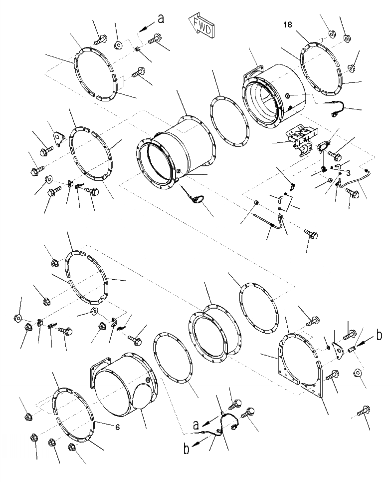 Схема запчастей Komatsu WA500-7 - A7-AA8 KOMATSU DIESEL ЧАСТЬICULATE ФИЛЬТР. (KDPF) ДВИГАТЕЛЬ