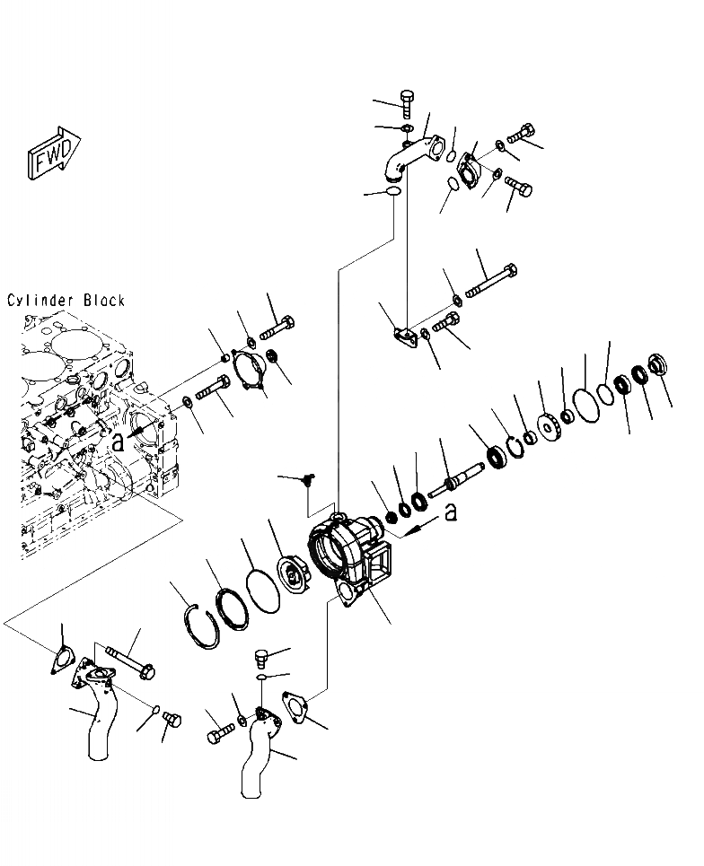 Схема запчастей Komatsu WA500-7 - A-AA ВОДЯНАЯ ПОМПА ДВИГАТЕЛЬ